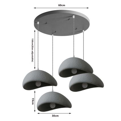 BRILAGI - Lustr na lanku WABI SABI 4xE27/60W/230V šedá