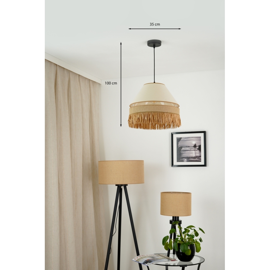 Brilagi - Lustr na lanku WINNETOU AVIGNION 1xE27/15W/230V pr. 35 cm hnědá/krémová