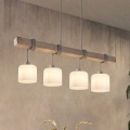 BRILAGI - Lustr na lanku WOOD GLASS 4xE27/60W/230V borovice/šedá/bílá