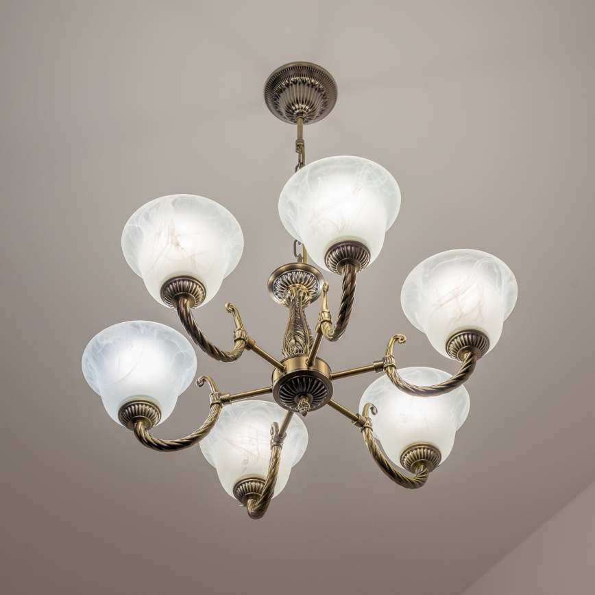 BRILAGI - Lustr na řetězu CLASSIC 6xE14/10W/230V mosaz