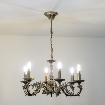 Brilagi - Lustr na řetězu CLASSIC 6xE14/60W/230V mosaz