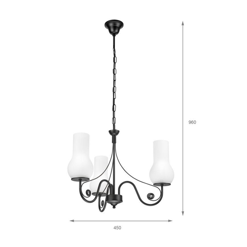Brilagi - Lustr na řetězu COTTAGE 3xE14/40W/230V černá/bílá