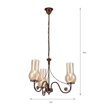 Brilagi - Lustr na řetězu COTTAGE 3xE14/40W/230V hnědá