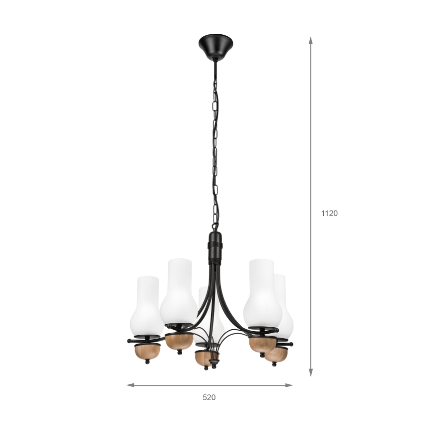 Brilagi - Lustr na řetězu COTTAGE 5xE14/40W/230V buk/bílá