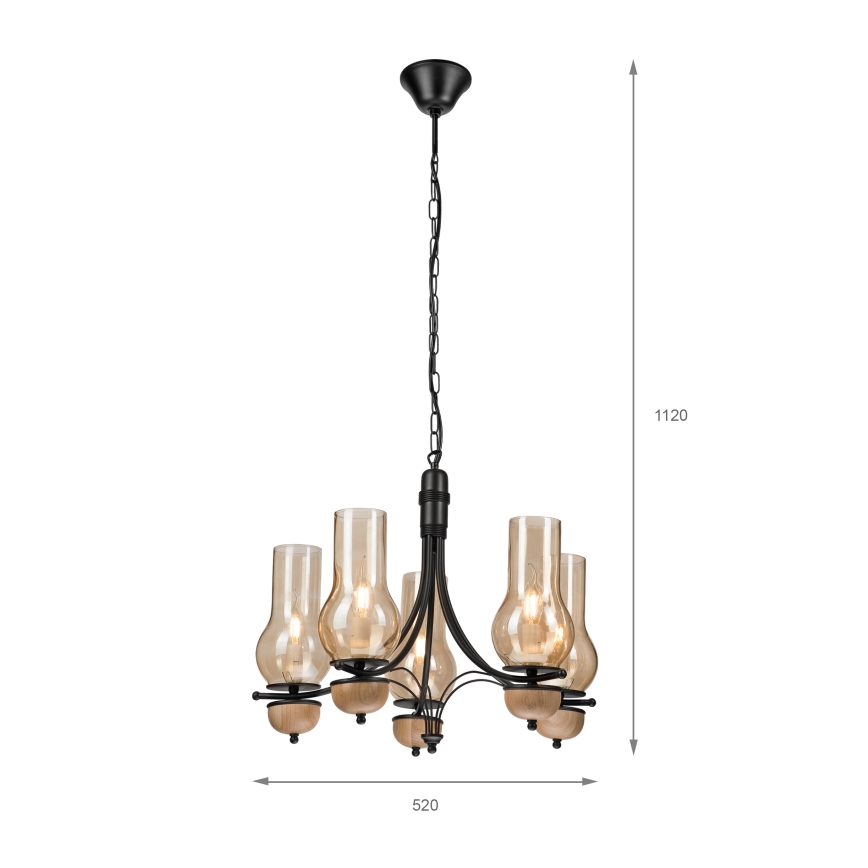 Brilagi - Lustr na řetězu COTTAGE 5xE14/40W/230V buk/hnědá