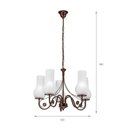 Brilagi - Lustr na řetězu COTTAGE 5xE14/40W/230V hnědá/bílá