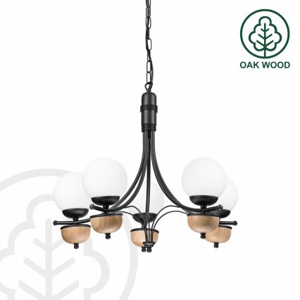 Brilagi - Lustr na řetězu COTTAGE 5xG9/40W/230V buk/bílá