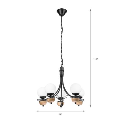 Brilagi - Lustr na řetězu COTTAGE 5xG9/40W/230V buk/bílá