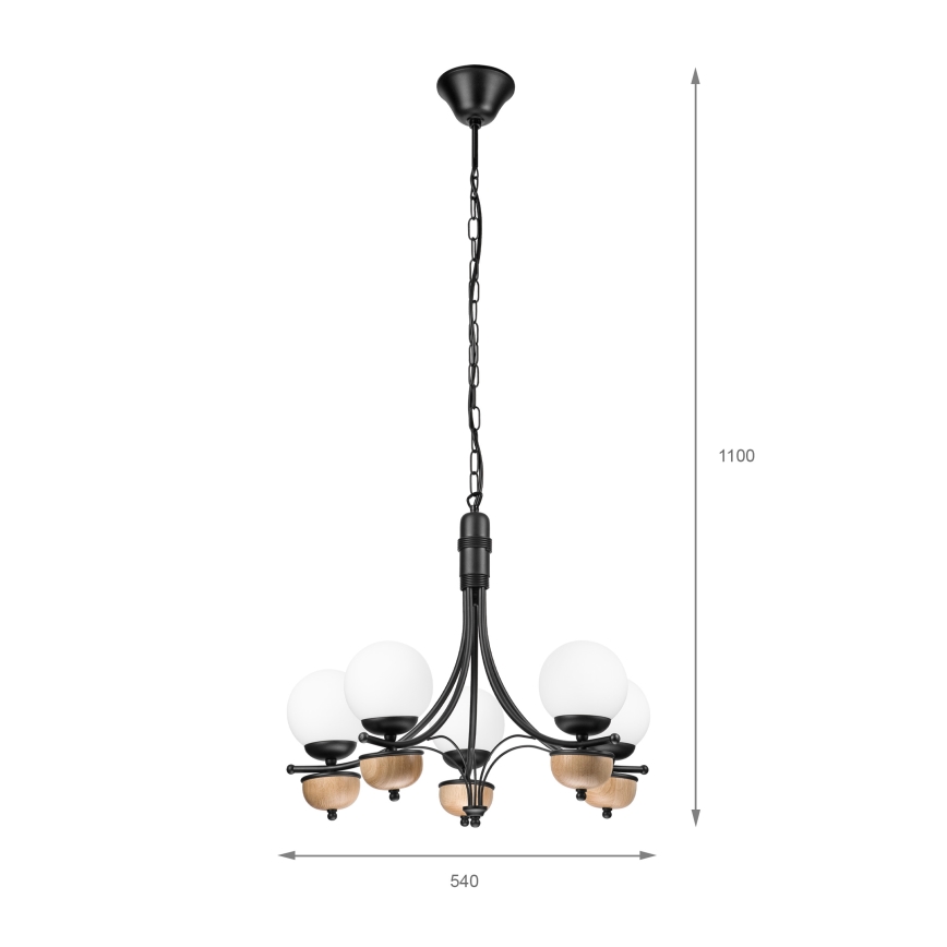 Brilagi - Lustr na řetězu COTTAGE 5xG9/40W/230V buk/bílá