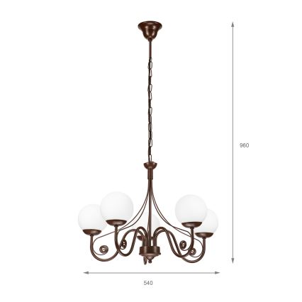 Brilagi - Lustr na řetězu COTTAGE 5xG9/40W/230V hnědá/bílá