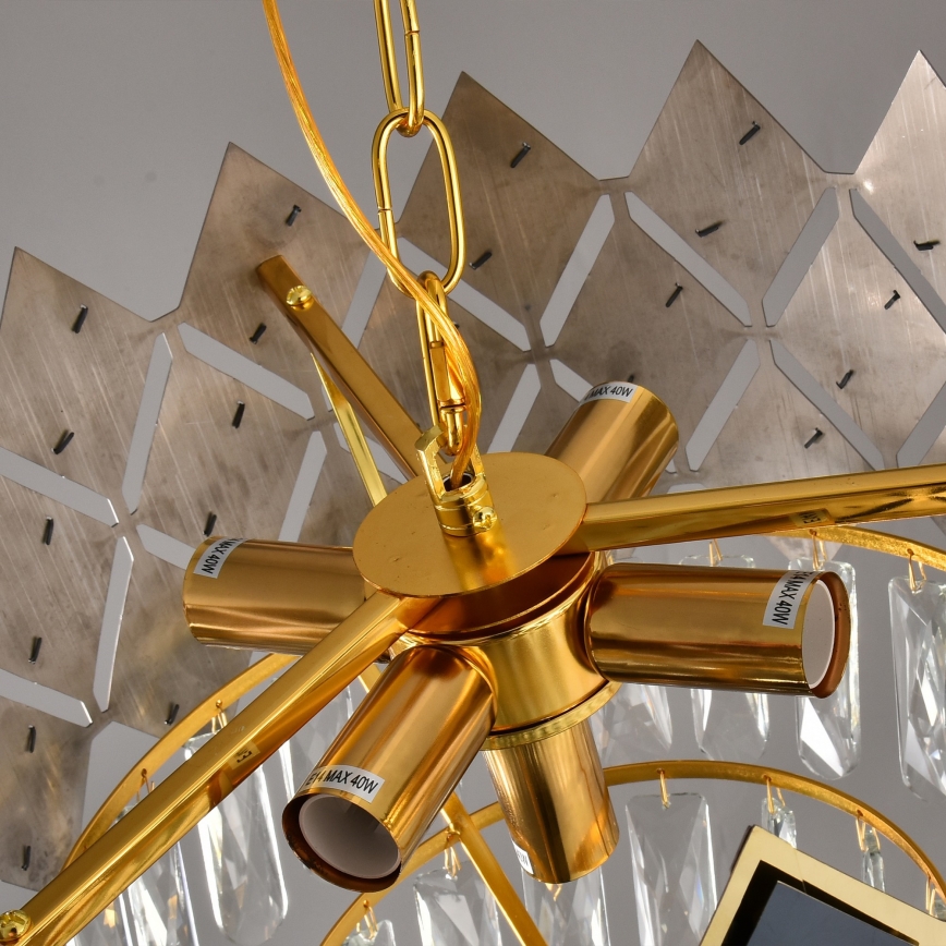 Brilagi - Lustr na řetězu CRISTAL 5xE14/40W/230V pr. 38 cm zlatá/černá