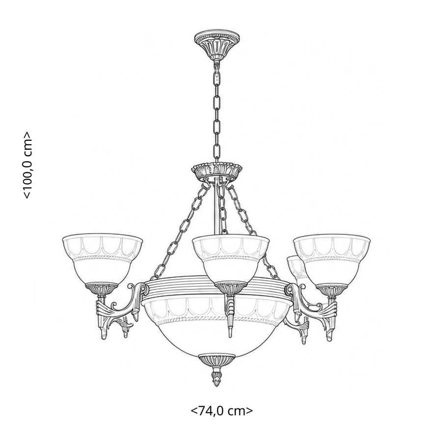BRILAGI - Lustr na řetězu DAHLIA 9xE27/40W/230V pr. 74 cm mosaz