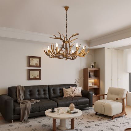 Brilagi - Lustr na řetězu DEER 6xE14/10W/230V pr. 80 cm paroží