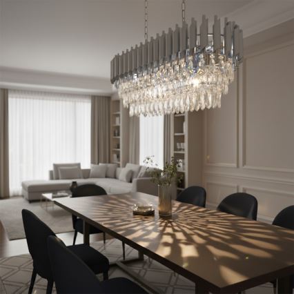 Brilagi - Lustr na řetězu ECLIPSE 10xE14/10W/230V 78x28 cm stříbrná