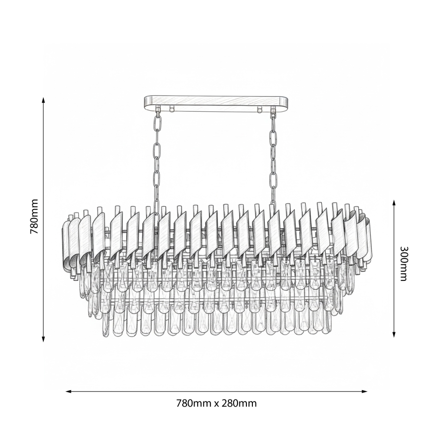 Brilagi - Lustr na řetězu ECLIPSE 10xE14/10W/230V 78x28 cm stříbrná