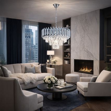 Brilagi - Lustr na řetězu ECLIPSE 5xE14/10W/230V pr. 38 cm stříbrná