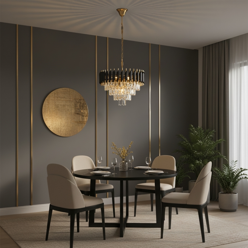 Brilagi - Lustr na řetězu ECLIPSE 7xE14/10W/230V pr. 48 cm černá/zlatá