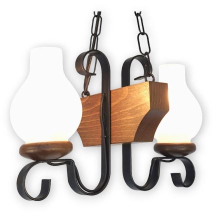 Brilagi - Lustr na řetězu QUEEN 2xE14/40W/230V buk/ořech