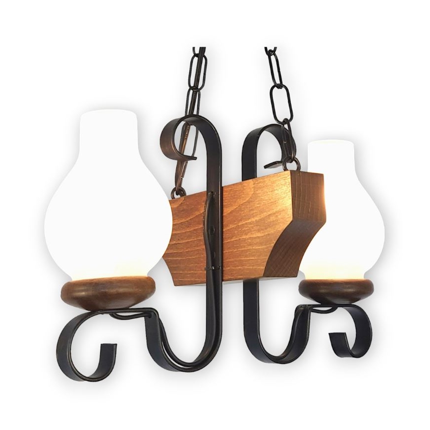 Brilagi - Lustr na řetězu QUEEN 2xE14/40W/230V buk/ořech