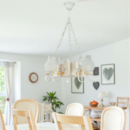 Brilagi - Lustr na řetězu QUEEN 3xE14/40W/230V buk/krémová