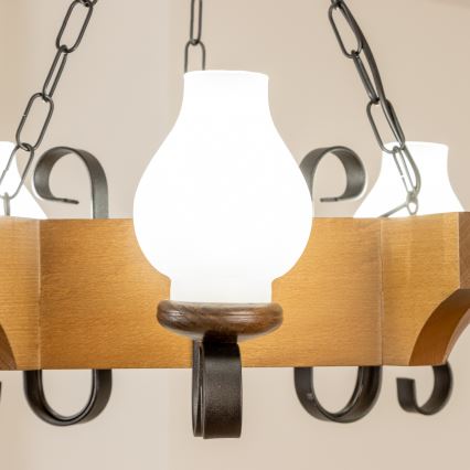 Brilagi - Lustr na řetězu QUEEN 3xE14/40W/230V buk/ořech