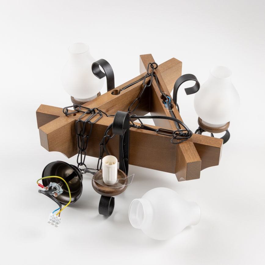 Brilagi - Lustr na řetězu QUEEN 3xE14/40W/230V buk/ořech