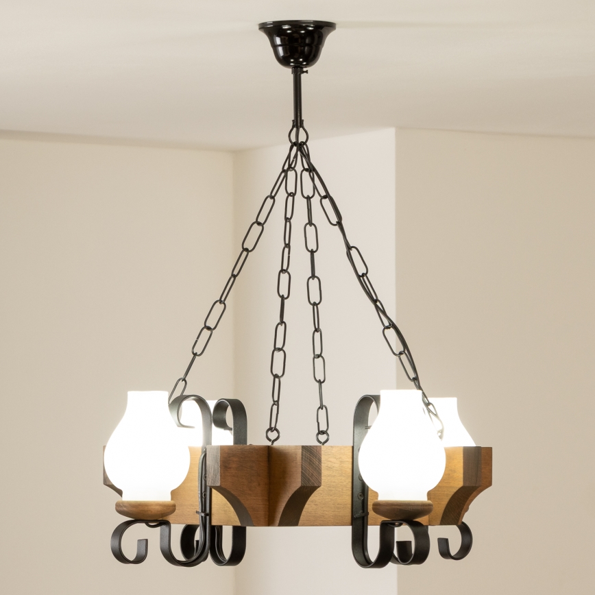 Brilagi - Lustr na řetězu QUEEN 4xE14/40W/230V buk