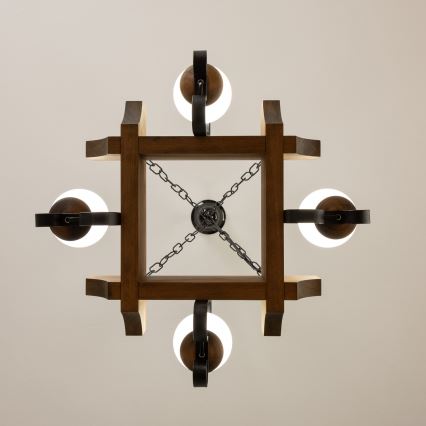 Brilagi - Lustr na řetězu QUEEN 4xE14/40W/230V buk