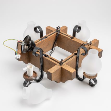 Brilagi - Lustr na řetězu QUEEN 4xE14/40W/230V buk