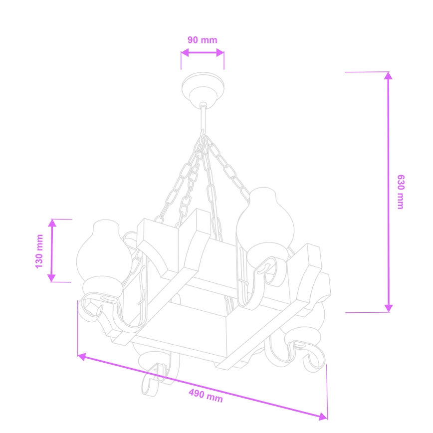 Brilagi - Lustr na řetězu QUEEN 4xE14/40W/230V buk