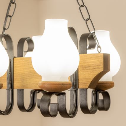 Brilagi - Lustr na řetězu QUEEN 4xE14/40W/230V buk