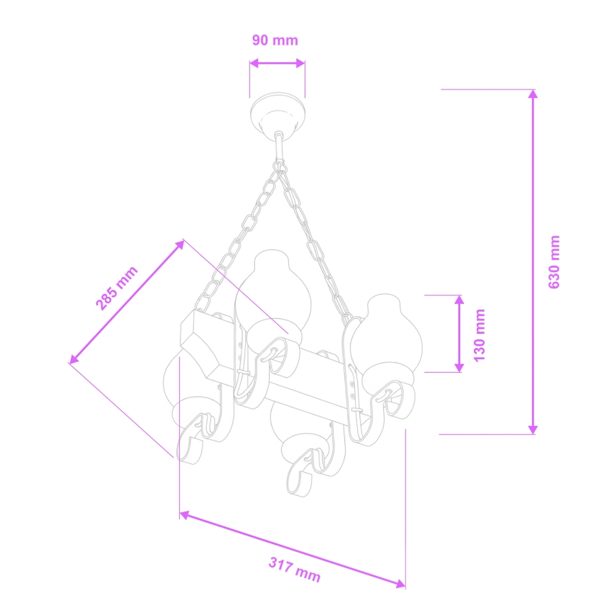 Brilagi - Lustr na řetězu QUEEN 4xE14/40W/230V buk