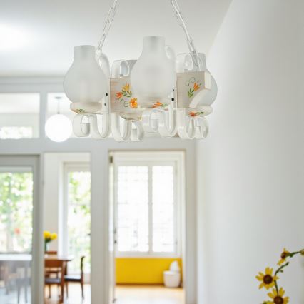 Brilagi - Lustr na řetězu QUEEN 4xE14/40W/230V buk/krémová