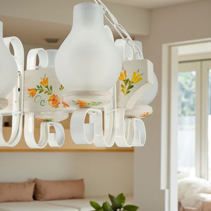 Brilagi - Lustr na řetězu QUEEN 4xE14/40W/230V buk/krémová