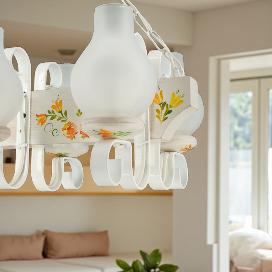 Brilagi - Lustr na řetězu QUEEN 4xE14/40W/230V buk/krémová