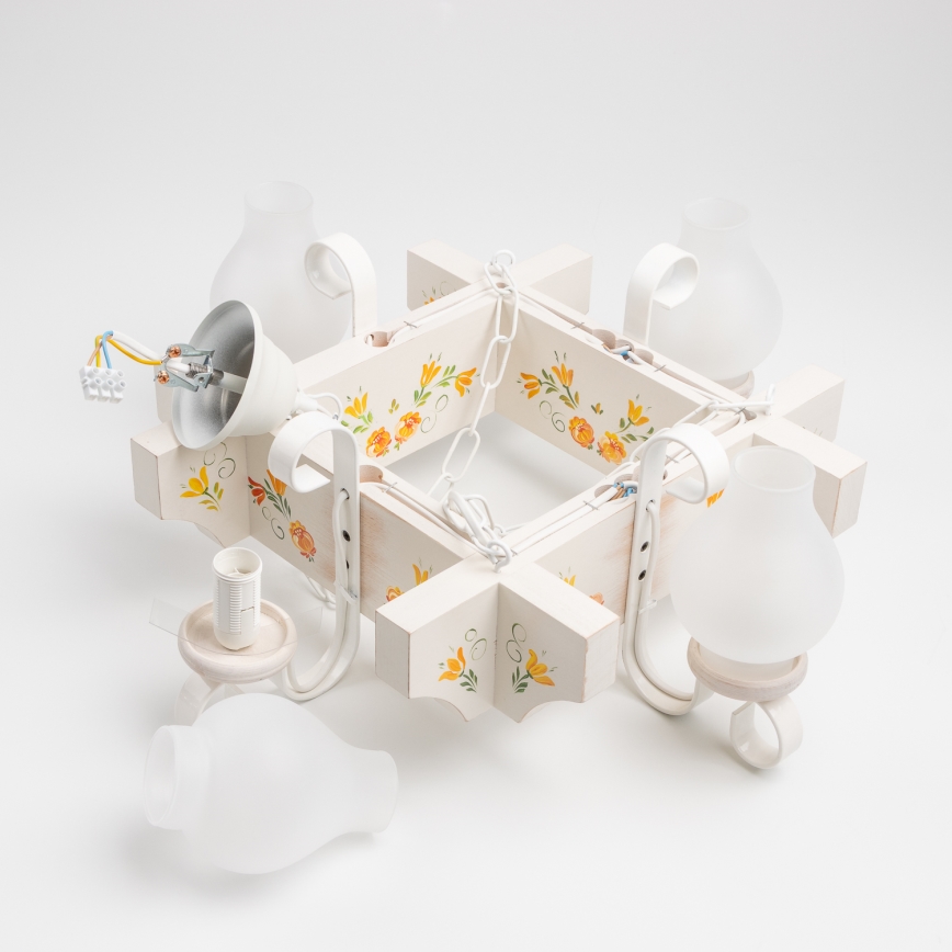 Brilagi - Lustr na řetězu QUEEN 4xE14/40W/230V buk/krémová