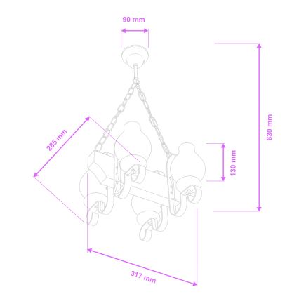 Brilagi - Lustr na řetězu QUEEN 4xE14/40W/230V buk/ořech