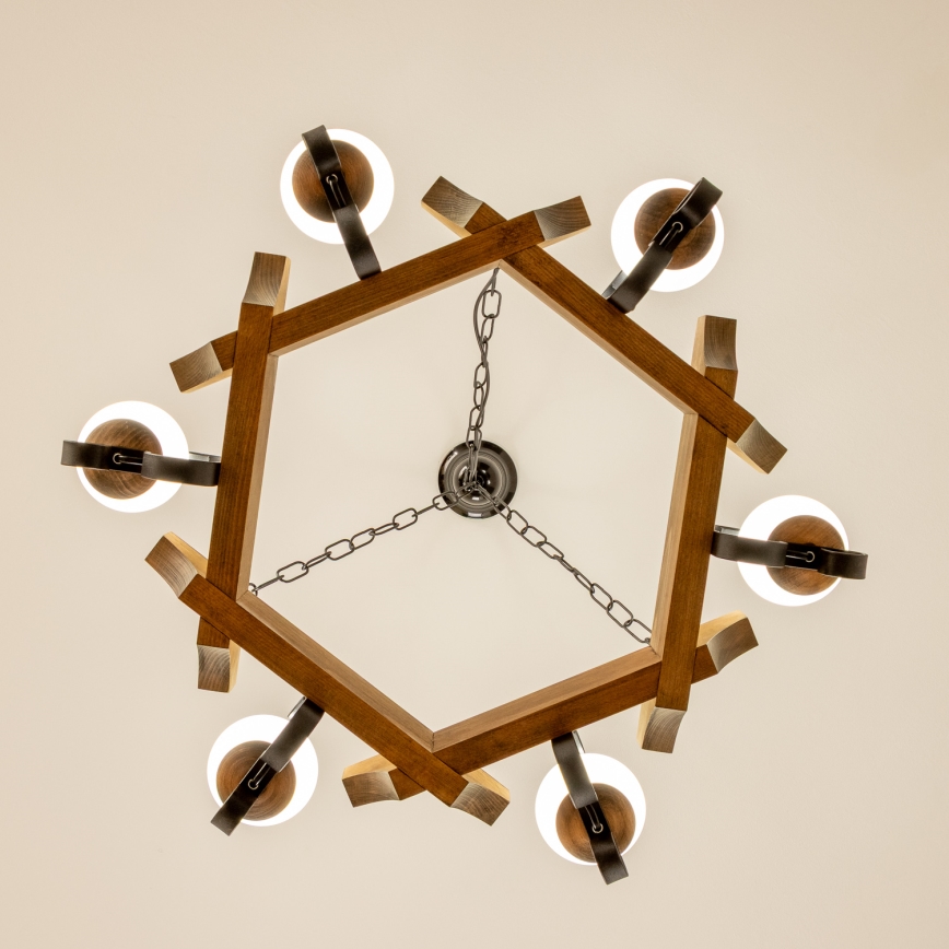 Brilagi - Lustr na řetězu QUEEN 6xE14/40W/230V buk