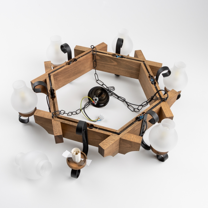 Brilagi - Lustr na řetězu QUEEN 6xE14/40W/230V buk