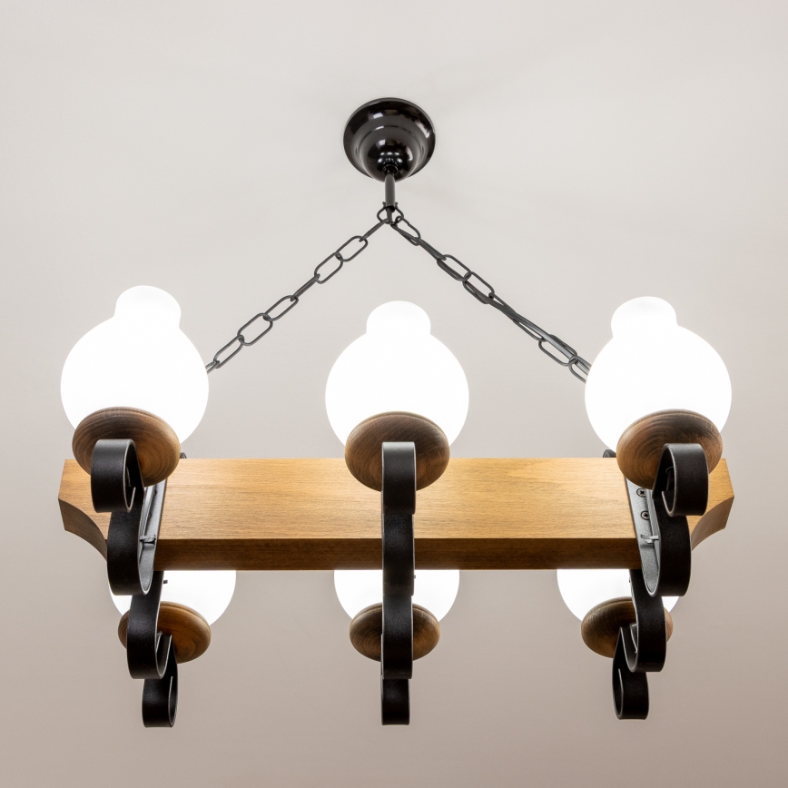 Brilagi - Lustr na řetězu QUEEN 6xE14/40W/230V buk