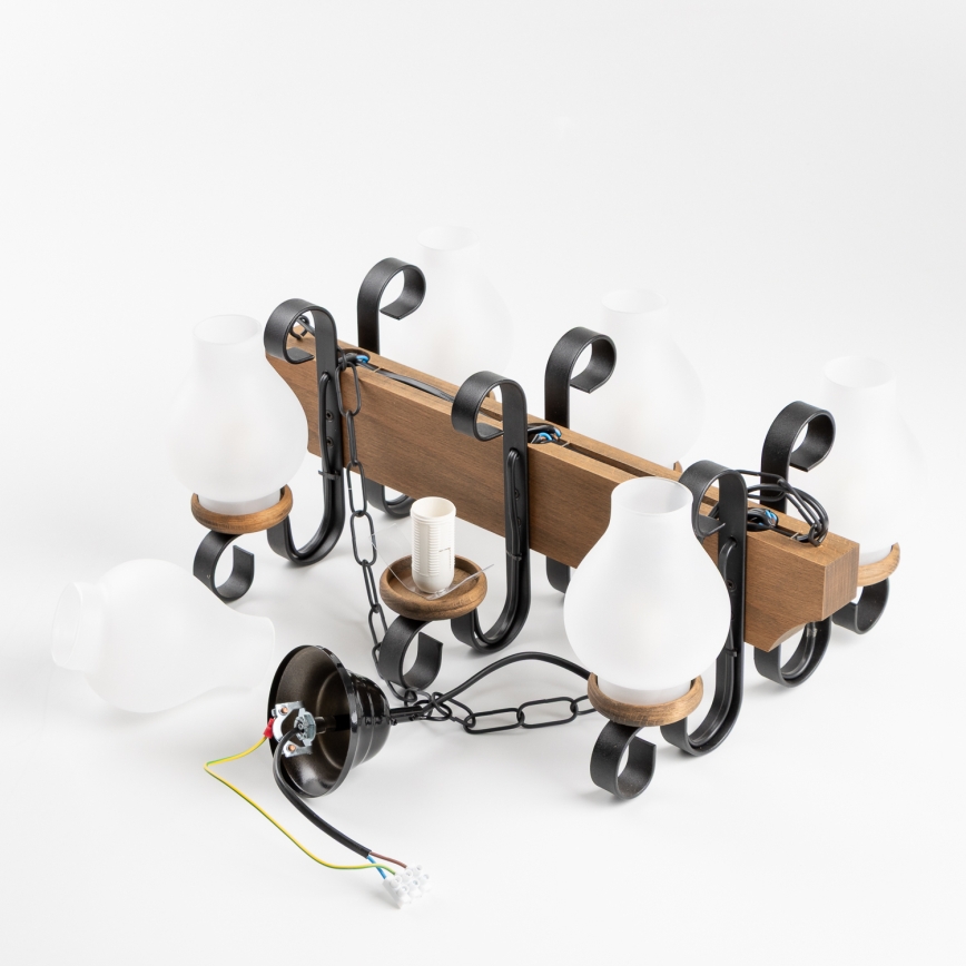 Brilagi - Lustr na řetězu QUEEN 6xE14/40W/230V buk