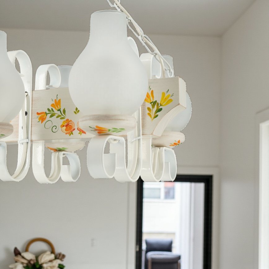 Brilagi - Lustr na řetězu QUEEN 6xE14/40W/230V buk/krémová