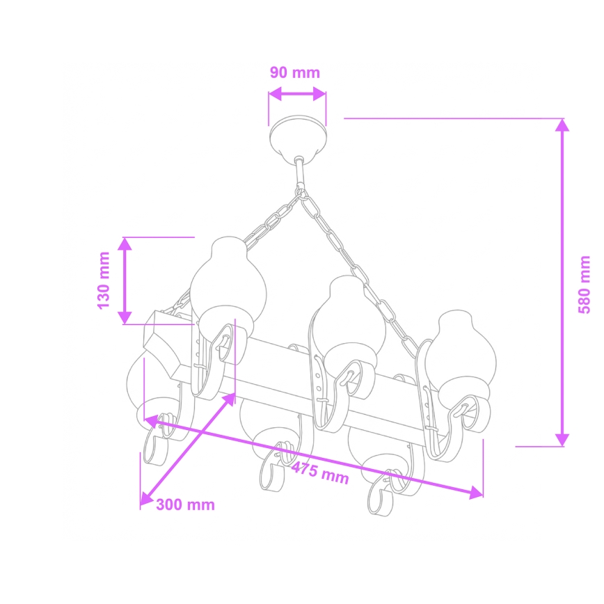 Brilagi - Lustr na řetězu QUEEN 6xE14/40W/230V buk/krémová