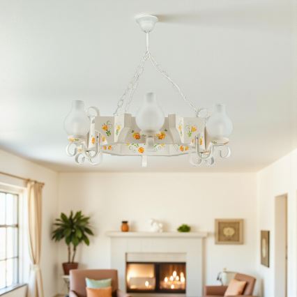 Brilagi - Lustr na řetězu QUEEN 6xE14/40W/230V buk/krémová