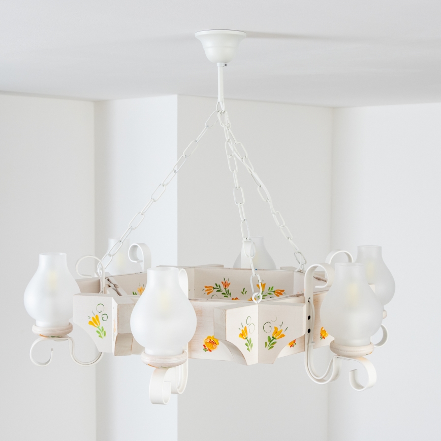 Brilagi - Lustr na řetězu QUEEN 6xE14/40W/230V buk/krémová