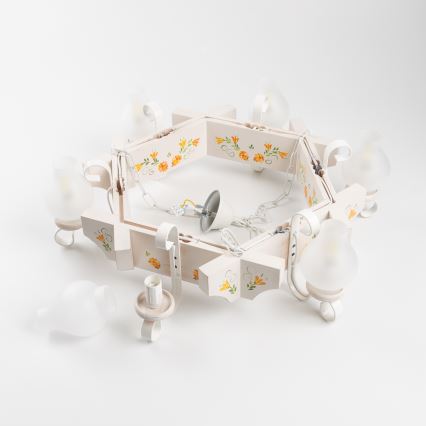 Brilagi - Lustr na řetězu QUEEN 6xE14/40W/230V buk/krémová