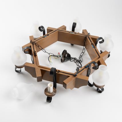 Brilagi - Lustr na řetězu QUEEN 6xE14/40W/230V buk/ořech