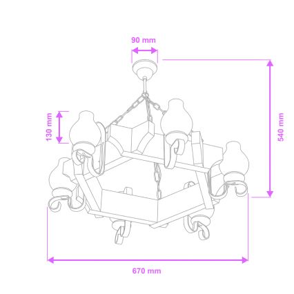 Brilagi - Lustr na řetězu QUEEN 6xE14/40W/230V buk/ořech