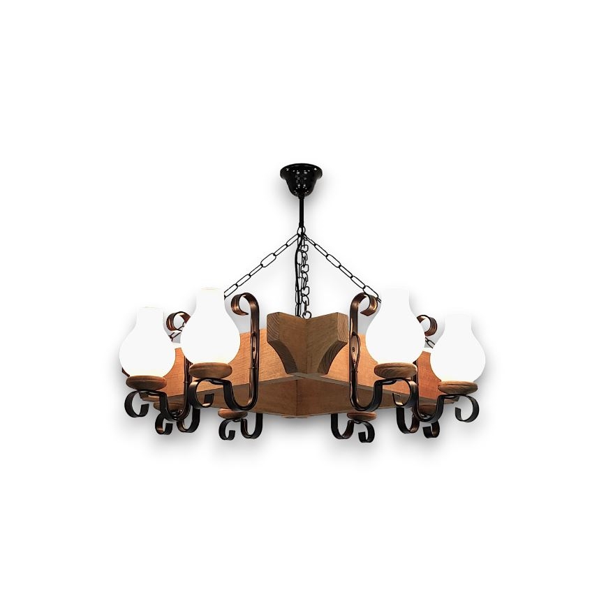 Brilagi - Lustr na řetězu QUEEN 8xE14/40W/230V buk