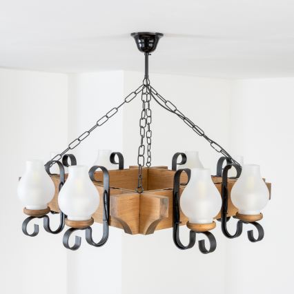 Brilagi - Lustr na řetězu QUEEN 8xE14/40W/230V buk